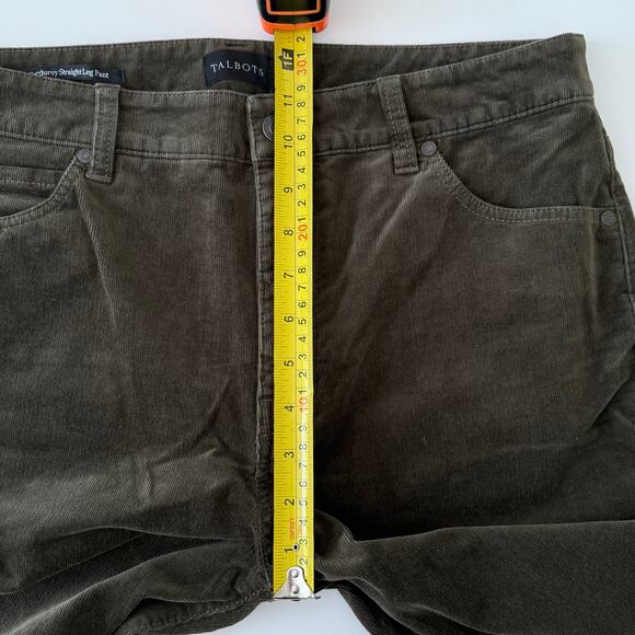 Talbots Dark Green Size 10 Corduroy Straight Leg Pant High Waist Stretch - Picture 9 of 11